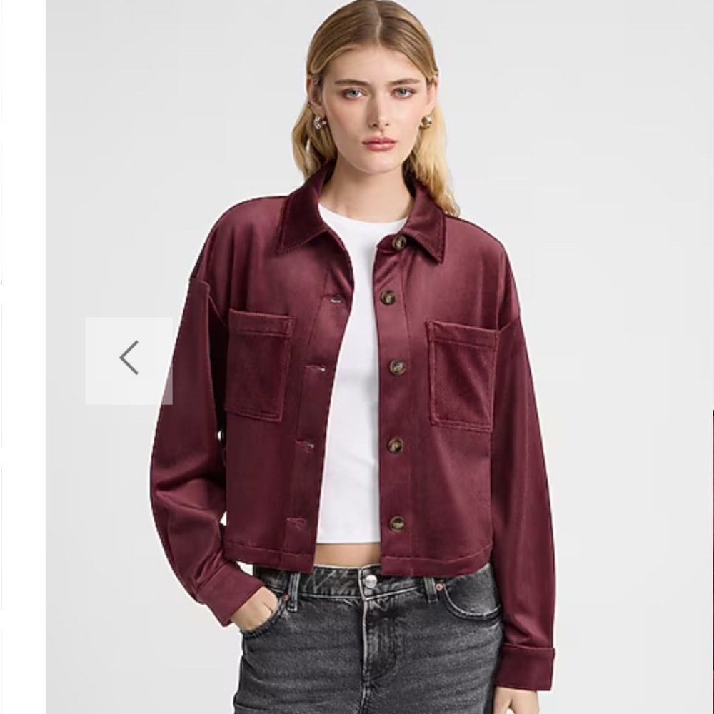 Express Crop Corduroy Jacket Burgundy M